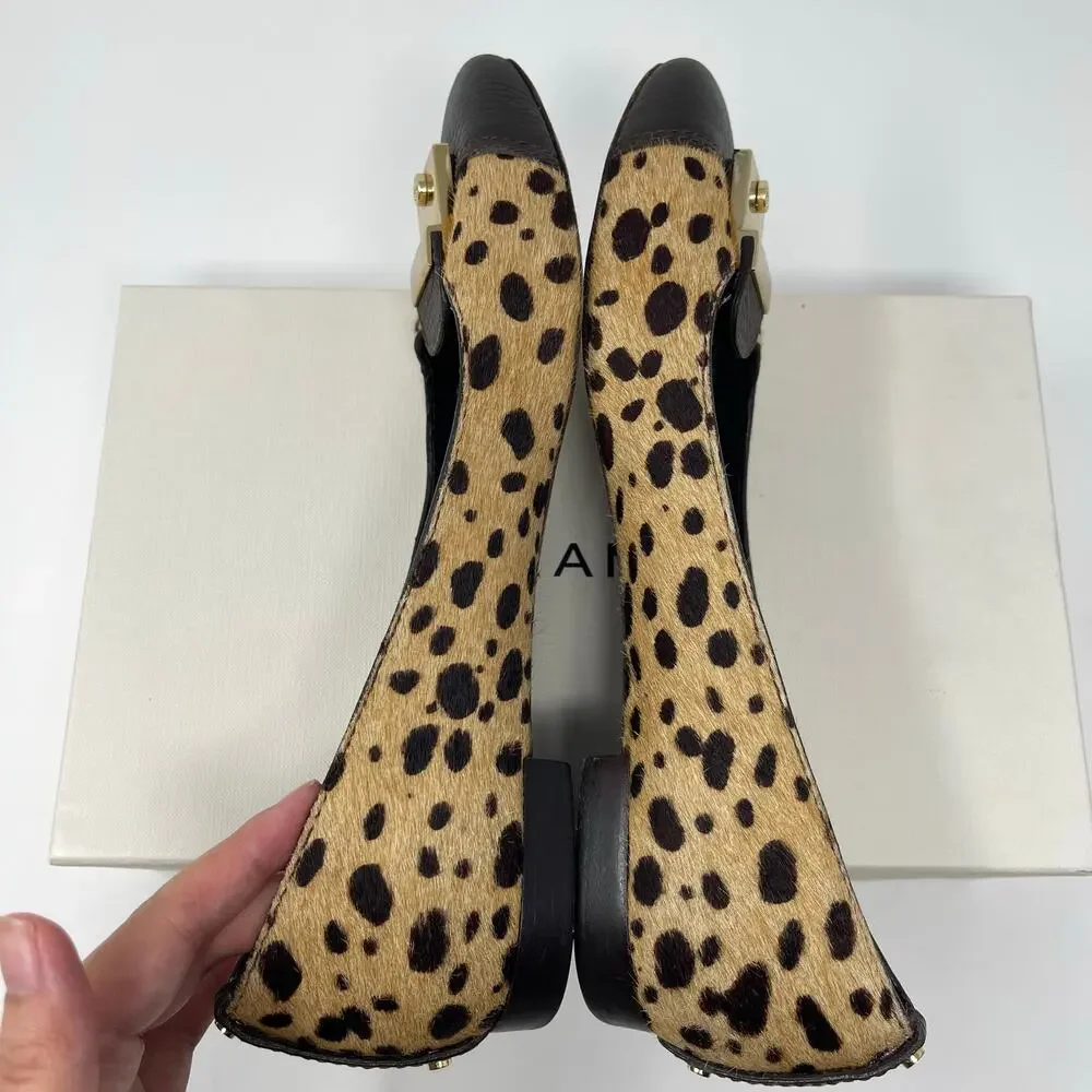 Tory Burch Cheetah Calf Hair Priscilla Leather Flats (7.5)